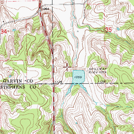 Topographic Map of Rush Creek Site 29 Reservoir, OK
