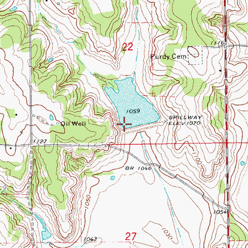 Topographic Map of Rush Creek Site 28 Reservoir, OK