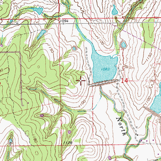 Topographic Map of Criner Creek Site 2 Reservoir, OK