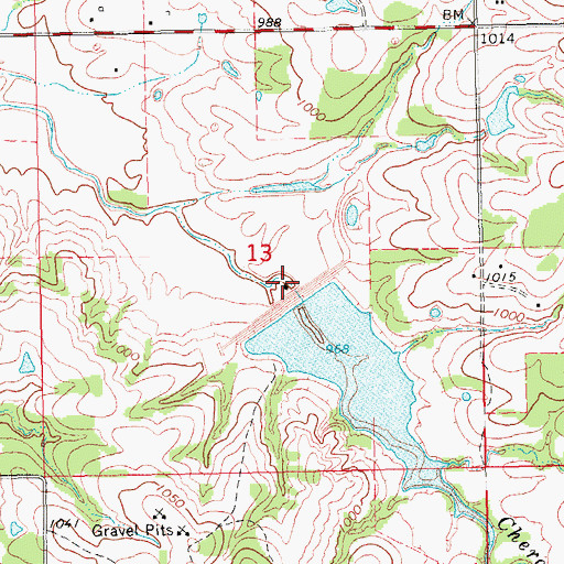 Topographic Map of Cherokee Sandy Site 9 Dam, OK