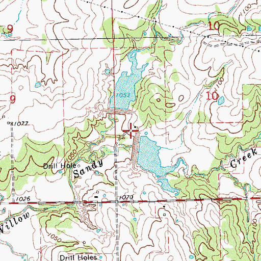 Topographic Map of Cherokee Sandy Site 8c Dam, OK