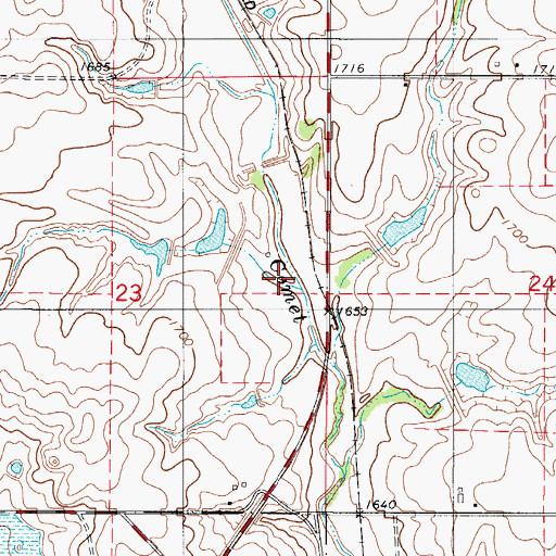 Topographic Map of Butler Laterals Site 101 Reservoir, OK
