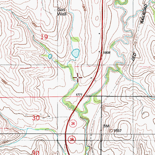 Topographic Map of Quartermaster Site 19 Dam, OK