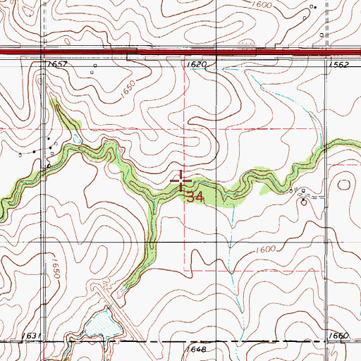 Topographic Map of South Clinton Laterals Site L9 Dam, OK