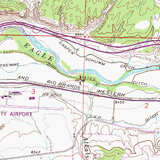 Topographic Map of Stremme and Gates Ditch, CO