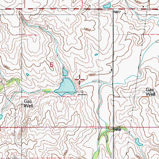 Topographic Map of Panther Creek Watershed Site 5 Reservoir, OK