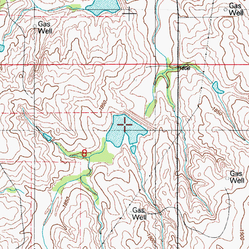Topographic Map of Panther Creek Watershed Site 6 Reservoir, OK