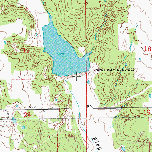 Topographic Map of Caddo Creek Site 2 Dam, OK