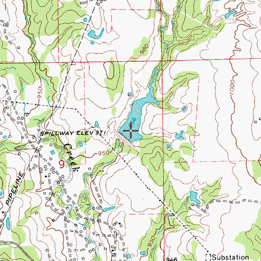 Topographic Map of Caddo Creek Site 4 Dam, OK