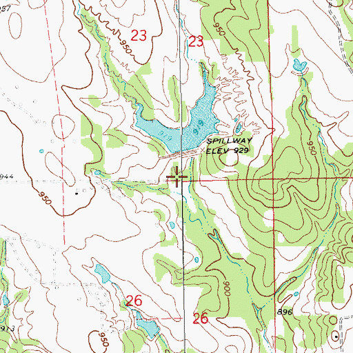 Topographic Map of Caddo Creek Site 6 Reservoir, OK
