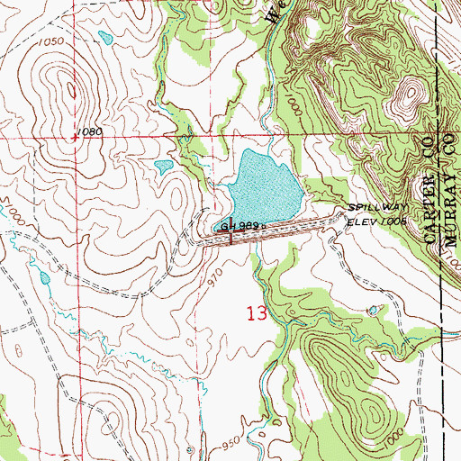 Topographic Map of Caddo Creek Site 7 Dam, OK