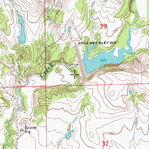 Topographic Map of Caddo Creek Site 8 Dam, OK