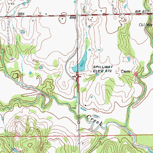 Topographic Map of Caddo Creek Site 9 Dam, OK