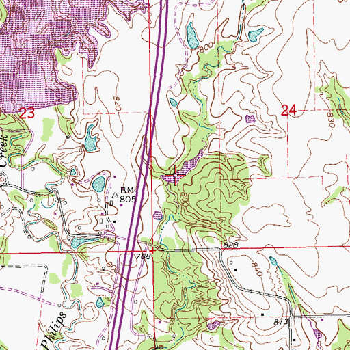 Topographic Map of Caddo Creek Site 14 Reservoir, OK