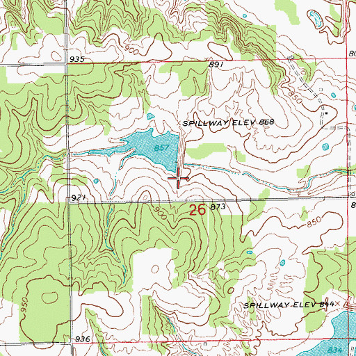 Topographic Map of Caddo Creek Site 15 Reservoir, OK