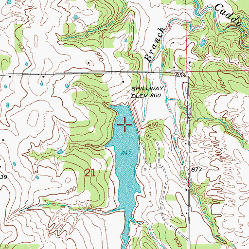 Topographic Map of Caddo Creek Site 19 Dam, OK