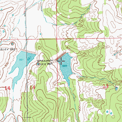 Topographic Map of Caddo Creek Site 21 Reservoir, OK