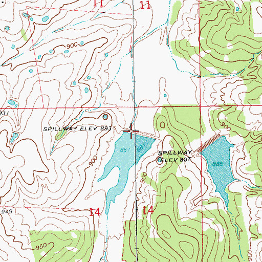 Topographic Map of Caddo Creek Site 22 Reservoir, OK