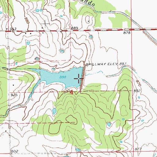Topographic Map of Caddo Creek Site 25 Dam, OK