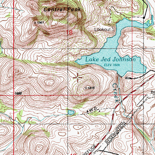 Topographic Map of Jed Johnston Lake Dam, OK