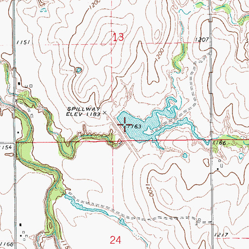 Topographic Map of Uncle John Creek Site 11 Dam, OK