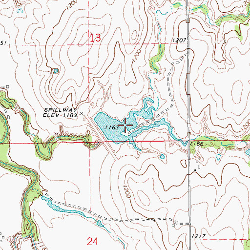 Topographic Map of Uncle John Creek Site 11 Reservoir, OK