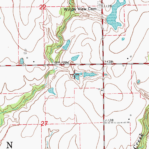 Topographic Map of Oknoname 02705 Reservoir, OK