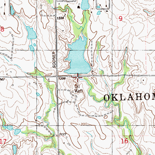 Topographic Map of Kitchen Dam, OK