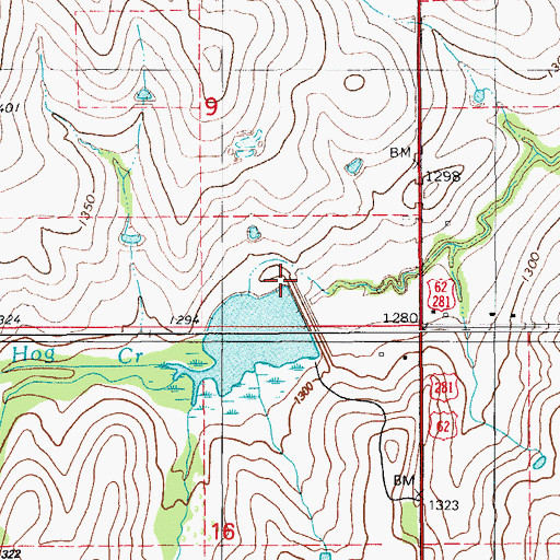 Topographic Map of Fort Cobb Laterals Site 12 Dam, OK