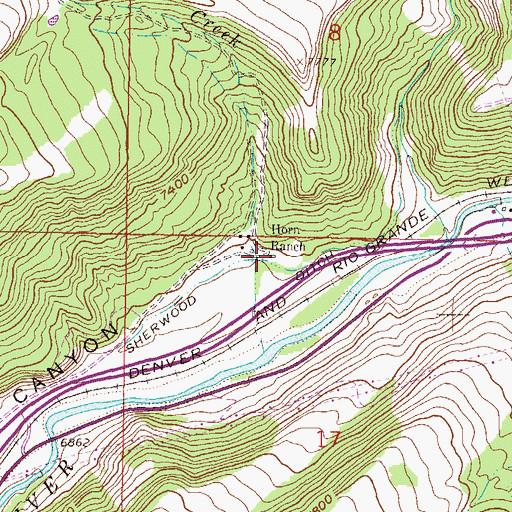 Topographic Map of Horn Ranch, CO