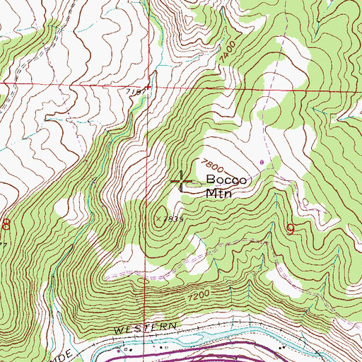 Topographic Map of Bocco Mountain, CO