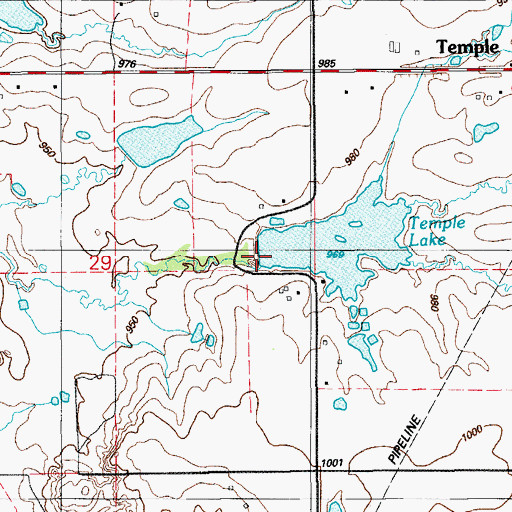 Topographic Map of Tempe Lake Dam, OK