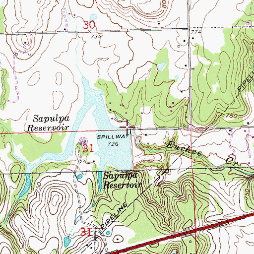 Topographic Map of Sapulpa Dam, OK