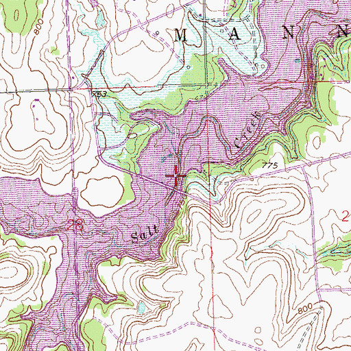 Topographic Map of Mannford Dam, OK