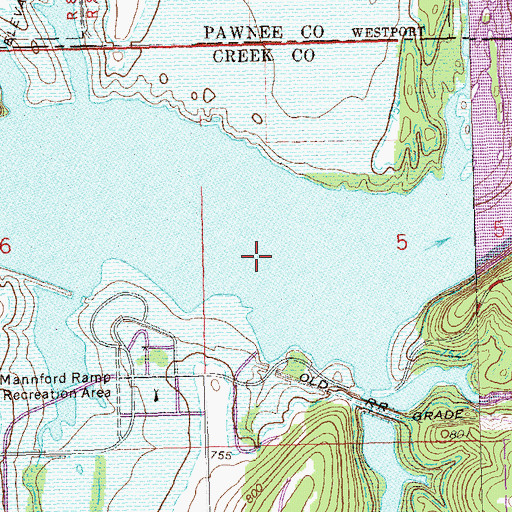 Topographic Map of Mannford Water Supply Lake, OK