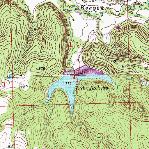 Topographic Map of Jackson Lake Dam, OK