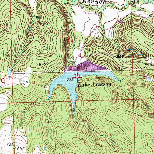 Topographic Map of Lake Jackson, OK