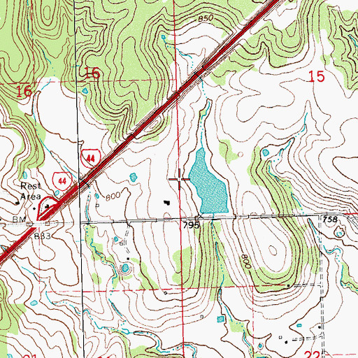 Topographic Map of Kellyville Dam, OK