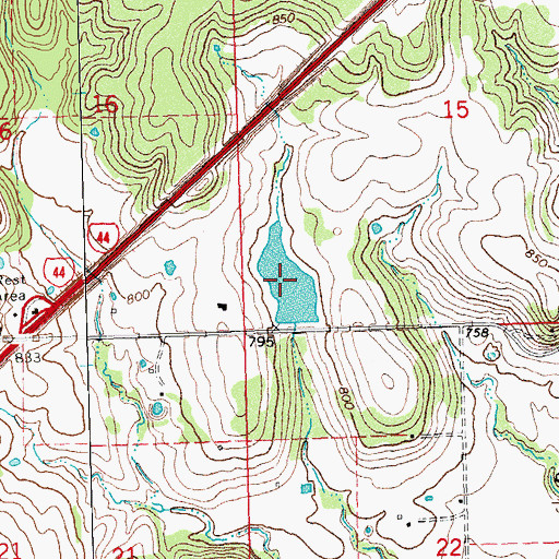 Topographic Map of Kellyville Lake, OK