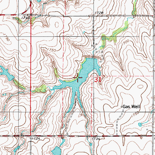 Topographic Map of Barnitz Creek Site 54 Reservoir, OK