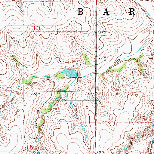 Topographic Map of Barntiz Creek Site 48 Dam, OK
