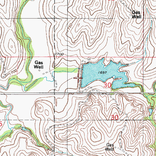 Topographic Map of Barnitz Creek Site 30 Dam, OK
