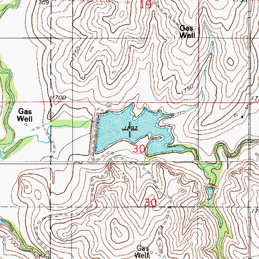 Topographic Map of Barnitz Creek Site 30 Reservoir, OK