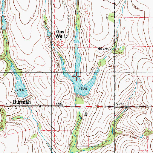Topographic Map of Barnitz Creek Site 12 Reservoir, OK