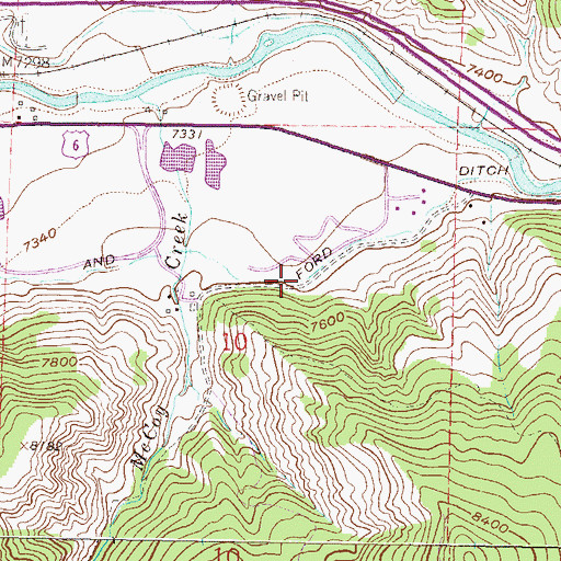Topographic Map of Terrell and Ford Ditch, CO