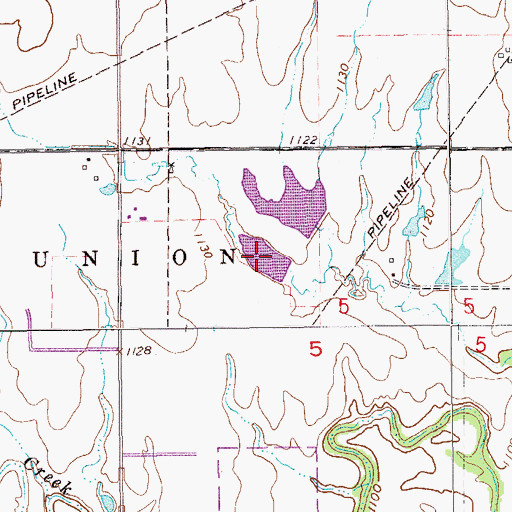 Topographic Map of Upper Red Rock Creek Site 27 Reservoir, OK