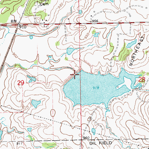 Topographic Map of Peavine Creek Site 1 Reservoir, OK