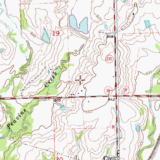 Topographic Map of Peavine Creek Site 9 Reservoir, OK
