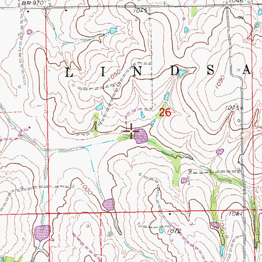 Topographic Map of Maysville Laterals Site H9a Reservoir, OK