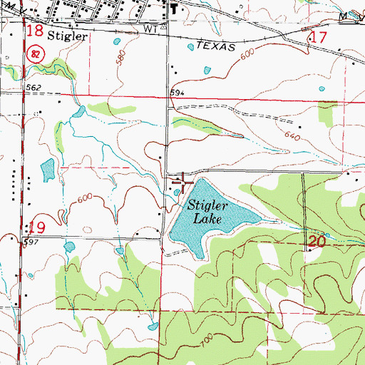 Topographic Map of Stigler Dam, OK